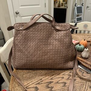 Amelia Berko Tan Woven Leather Tote